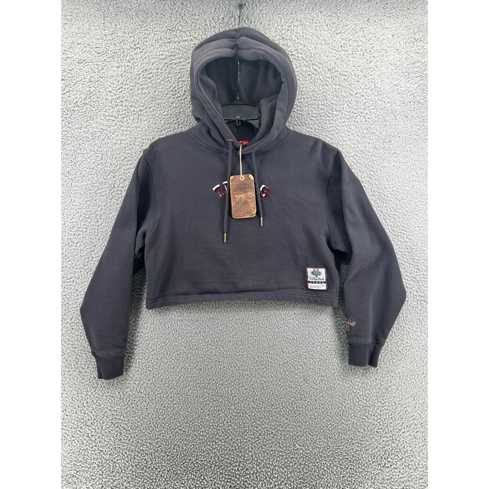 Texas A&M Aggies College Vault‎ Cropped Hoodie Charcoal Women M Mitchell & Ness